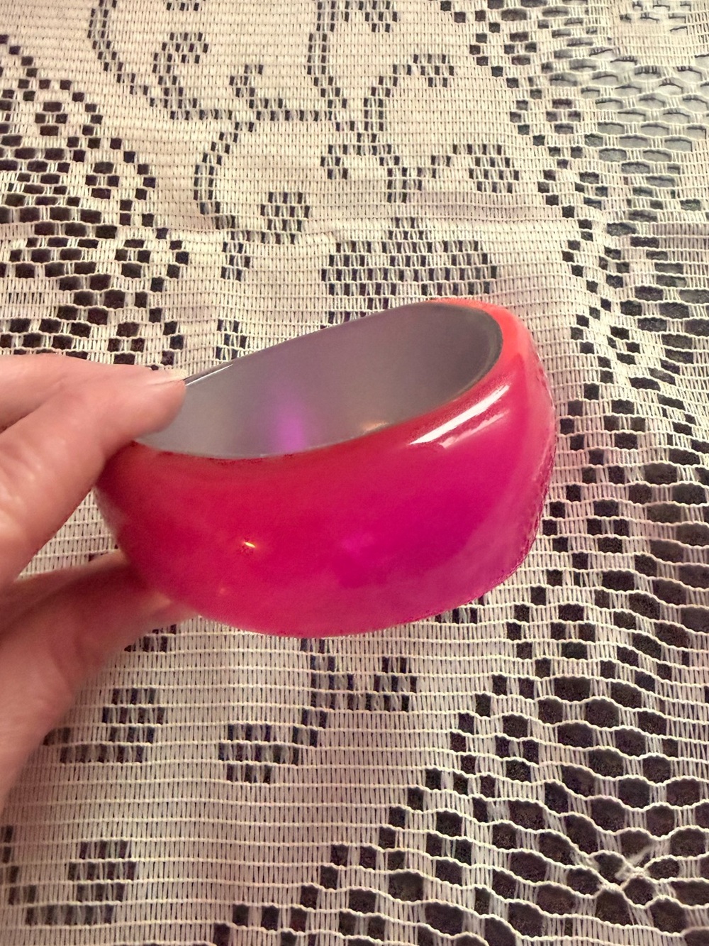 Glossy Fuchsia Resin Wide Bangle Bracelet - Picture 3 of 3